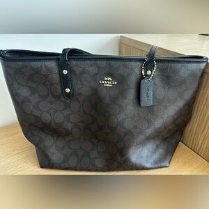 Coach Black and Brown Signature Tote